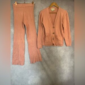 Anthropologie Saturday Sunday pink Lounge Ribbed Set XS